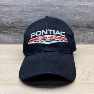Pontiac GTO Hat Cap Strap Back Mens One Size Black Embroidered Racing Car